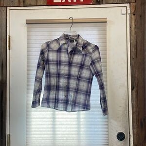 CRUEL girls purple sparkly botton down long sleeve top